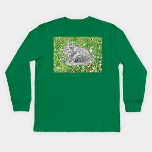 Rabbit on the Lawn Kids Long Sleeve T-Shirt